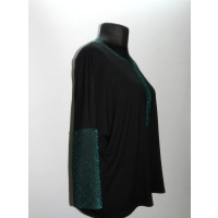 Bluzka Linda czarna z błyszczącymi zielonymi wstawkami